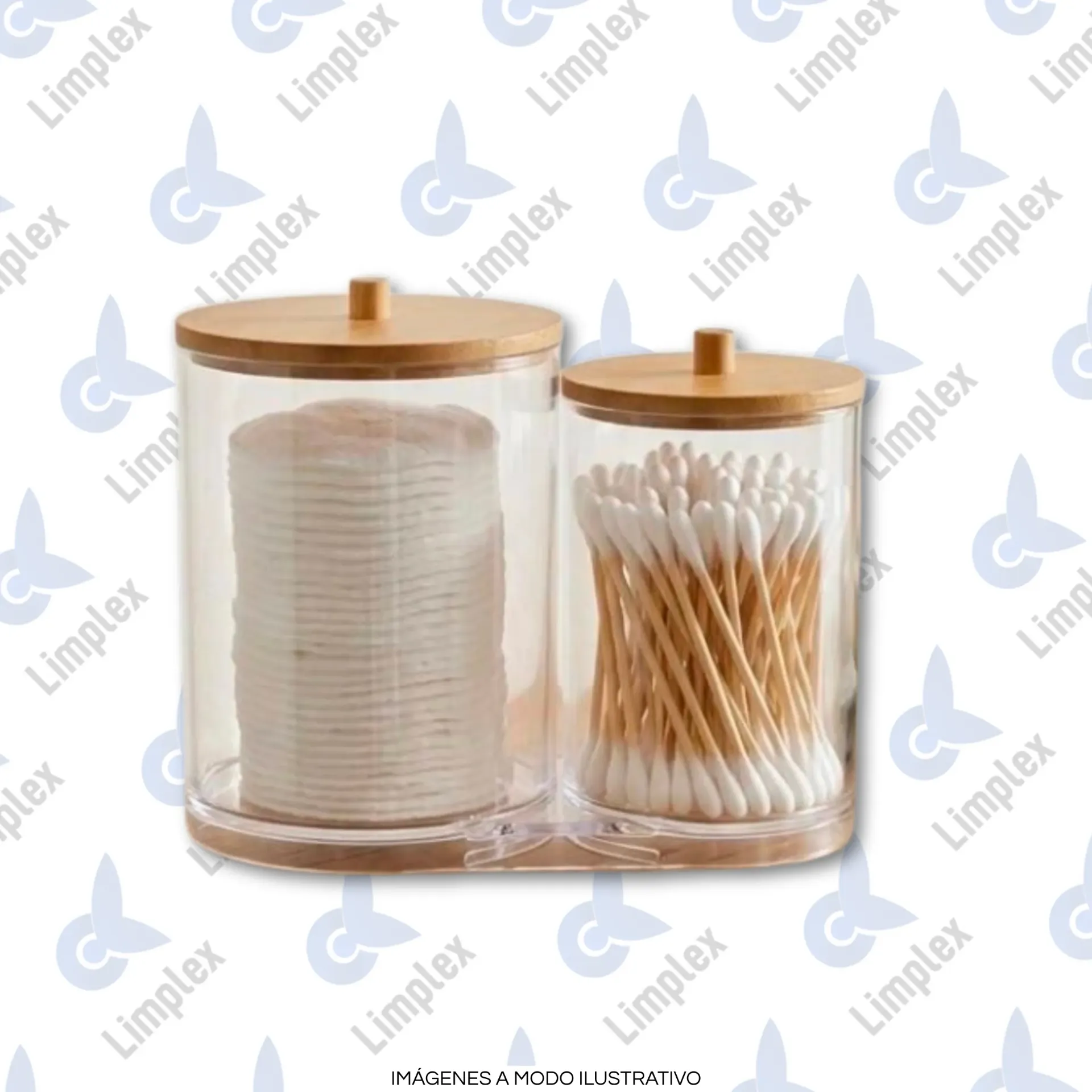 ORGANIZADOR DE ACRILICO DOBLE CON TAPA BAMBOO